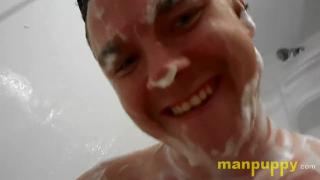 Friendly Naked Giant Leo Blue in the Shower - Manpuppy 11