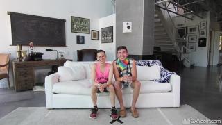 FIRST THREESOME! Brace Face Twink & best Friend Anally Pounded at Casting 2