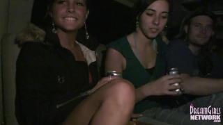 Partying Coeds Kiss Flash and Show Pussy in the Limo 12