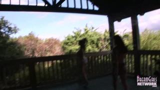 Two Latina MILF's Play Naked in a Public Park 9