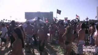 Mob Scene Spring Break Party with College Chicks Flashing 11