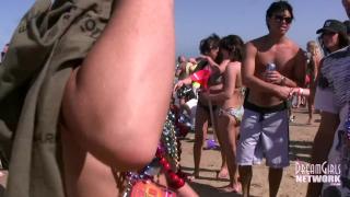 Mob Scene Spring Break Party with College Chicks Flashing 3