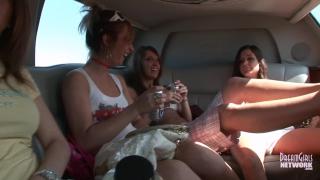 Five Hot Vacationers Ride around Town Topless in our Limo 10