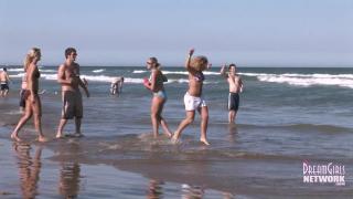 Random Coed Ball Grabbing during Daytime Party 1