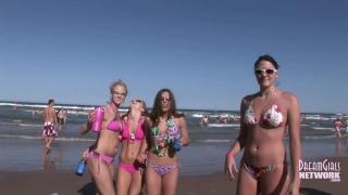 Bikini Clad Spring Breakers Party on the Beach 2