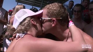 Bikini Clad Coeds make out with Random Strangers on Spring Break