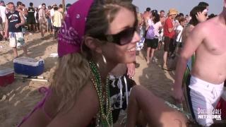 Hot College Coeds Flash Perfect Tits for Beads on the Beach 9