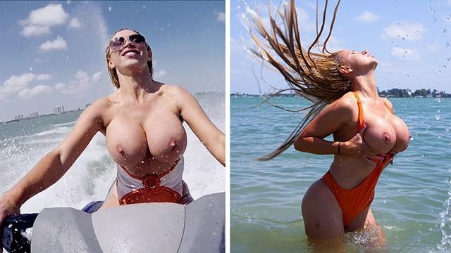 Lady BANGBROS - Big Tits Blonde Rides Waves and Cock at the Beach Humiliation - 1