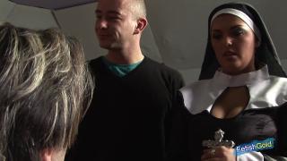 Two Busty Nuns Intense Banged by two Horny Guys with Big Cocks 1