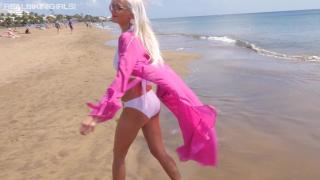 Petite Blonde Babe first Time Topless on the Beach 2