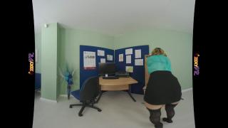 Busty Nude Girl in Virtual Reality 3D Office Striptease 1