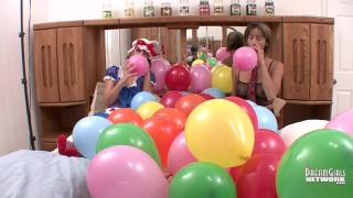 Costumed Looner Freaks Blow Balloons up & Pop them 10