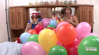 Costumed Looner Freaks Blow Balloons up & Pop them 12