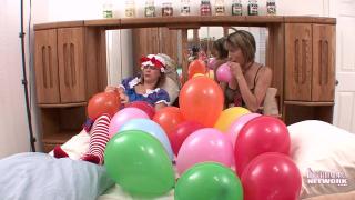 Costumed Looner Freaks Blow Balloons up & Pop them 5