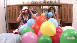 Costumed Looner Freaks Blow Balloons up & Pop them 8
