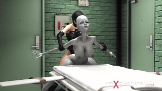 Female Alien in a Jail Gets Fucked Hard by a Hot Dickgirl in a Mask 11