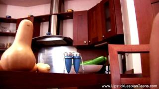 Teen Lesbians Play with Toys in the Kitchen 2