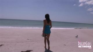 Brazen Brunette Risky Public Flashing on a Busy Florida Beach 3