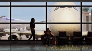 Hot Lesbian HOSTESS Fucking in Airplane 3