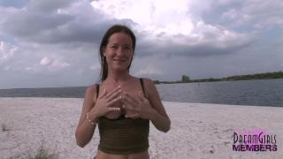 Freaky MILF Flashes her Big Tits on the Beach 7