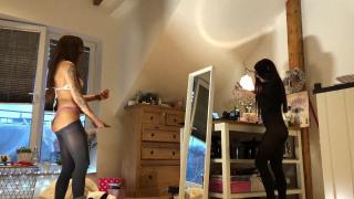 Amateur Teens House Party in see through Yoga Pants, Transparent Leggings 2