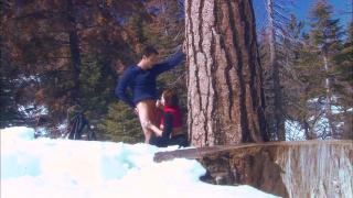 Horny Brunette Rides and Fucked by Big Cock on the Snowy Mountain 4