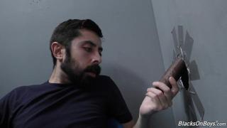 Bearded White Man Sucking and Fucking a Black Cock at a Gloryhole 5