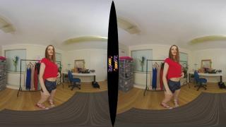 Redhead Teen Model tries on Clothes in Studio Changing Room (VR 180 3D) 1