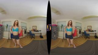 Redhead Teen Model tries on Clothes in Studio Changing Room (VR 180 3D) 2