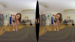 Redhead Teen Model tries on Clothes in Studio Changing Room (VR 180 3D) 4