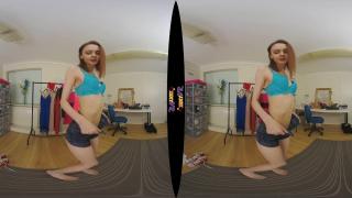 Redhead Teen Model tries on Clothes in Studio Changing Room (VR 180 3D) 5