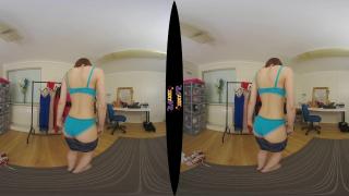 Redhead Teen Model tries on Clothes in Studio Changing Room (VR 180 3D) 6