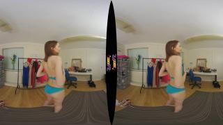Redhead Teen Model tries on Clothes in Studio Changing Room (VR 180 3D) 8