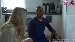 Sexy Blonde Housewife with little Ass Fucks Black Mechanic with BBC 2