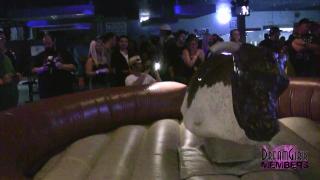 Coeds in Sexy Lingerie Ride the Bull at a Local Bar 2
