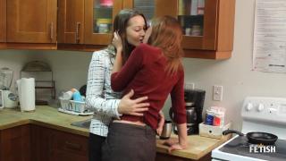 Horny co Workers have Dirty Lesbian Sex in the Kitchen 1