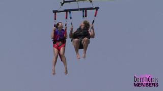 Jeune Mec Naked Parasailing with three Wild Spring Breakers Fishnets