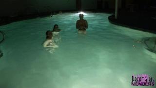 Three Hotties Streak Naked in the Hotel Pool Sauna & Hot Tub 11