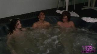 Three Hotties Streak Naked in the Hotel Pool Sauna & Hot Tub 9