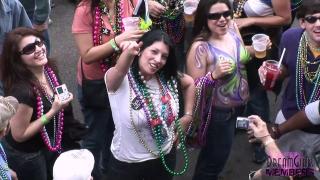 Girls have a Threeway Makeout Nipple Suck Party at Mardi Gras 1