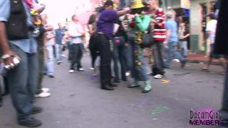 Girls have a Threeway Makeout Nipple Suck Party at Mardi Gras 4