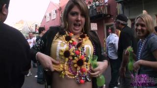 Girls have a Threeway Makeout Nipple Suck Party at Mardi Gras 5