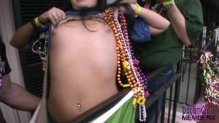 Girls have a Threeway Makeout Nipple Suck Party at Mardi Gras 7