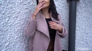 Bonnie Smoking & Flashing Tits outside Public House 6