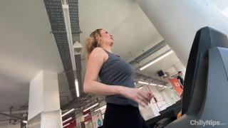 Sexy Big Tits MILF Tits & Pussy Teasing in the Public Gym 6