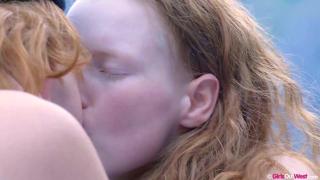 Lesbian Redheads with Hairy Cunts and Armpits Fuck Outdoors 2