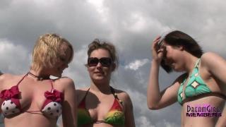 Spring Breakers Rudely get Nude in Public & Rub Lotion on each other 6