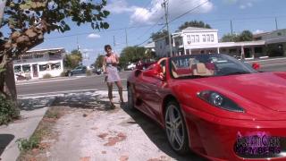 Girl Flashes Tits while Riding in a Ferrari Convertible 1