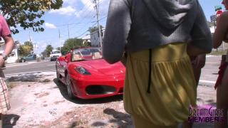 Girl Flashes Tits while Riding in a Ferrari Convertible 5