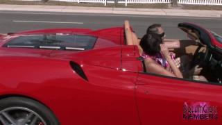 Girl Flashes Tits while Riding in a Ferrari Convertible 7